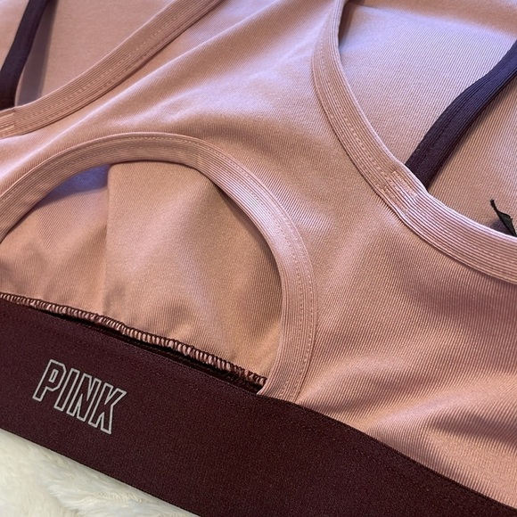 PINK Victoria's Secret maroon and Pink Sports Bra - Picture 7 of 9